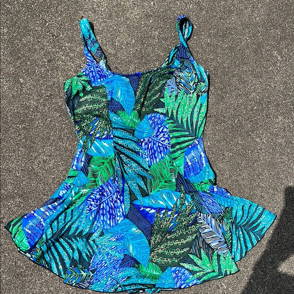 Tropical Blue and Green One Piece Swimsuit
